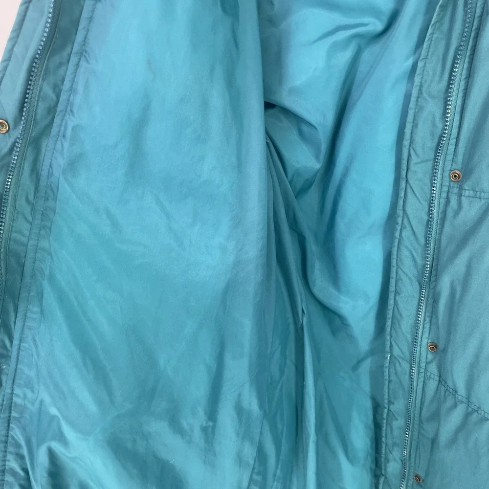 Vintage 90s Cabela's Quilted Down Parka Full Length Long Women's L‎ Hooded Teal